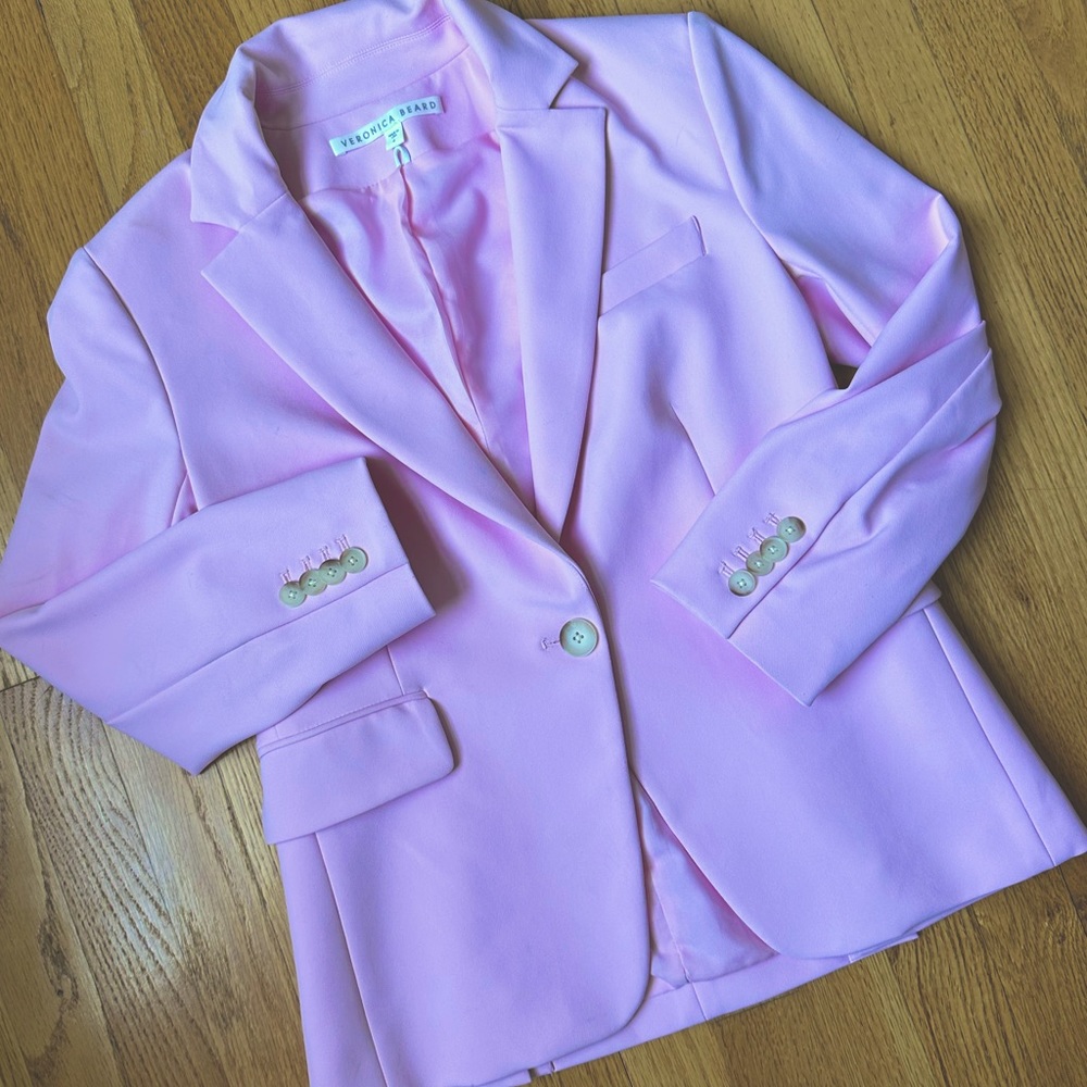 VERONICA BEARD PINK SCHOOLBOY SCUBA JACKET. Size 4